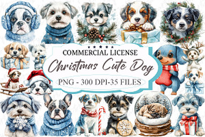 Christmas Cute Dog Sublimation Clipa, an Illustration by designcity5