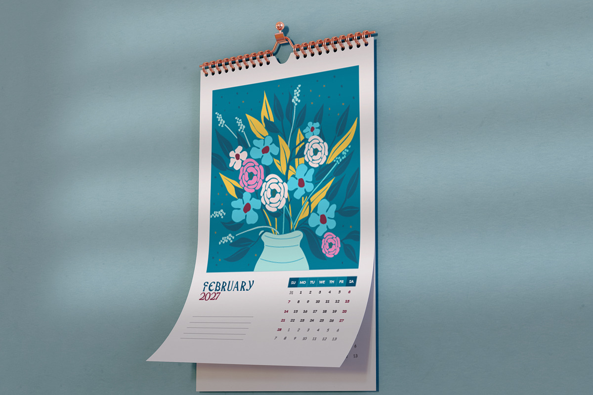 2027 Floral Calendar Template Vector, a Stationery Template by Peacock_design (Photo 5 of 15)