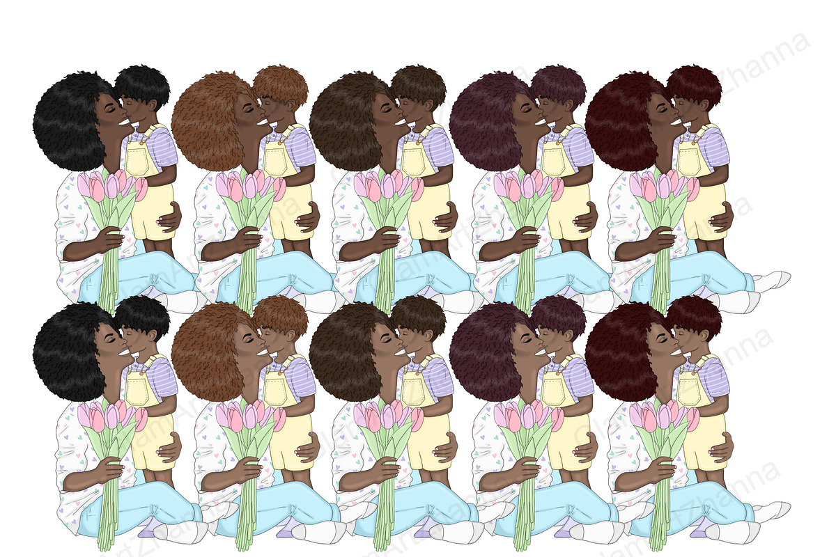 Mother's Day Pastel Girls Clipart, a Person Illustration by GlamArtZhanna (Photo 5 of 5)