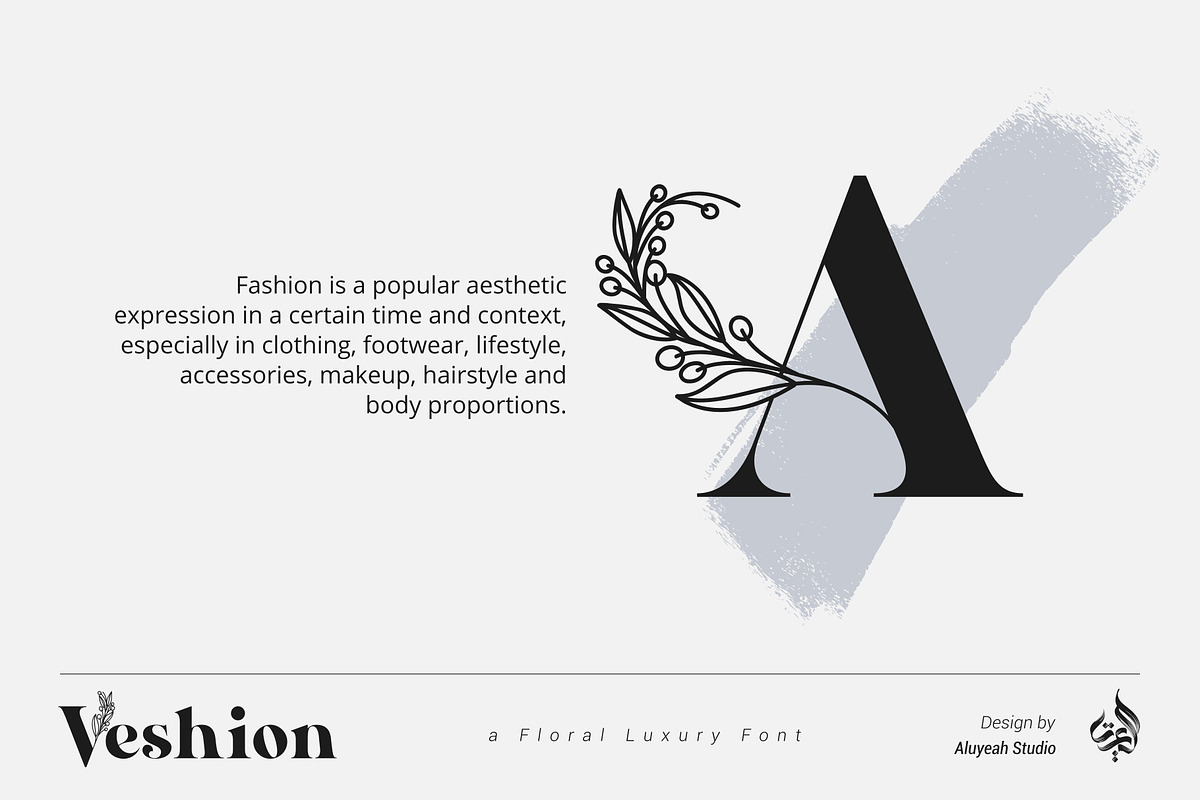 Veshion Floral Display Font, a Font by Aluyeah Studio (Photo 2 of 8)