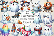 Halloween Clipart Cute Spooky Ghost, an Illustration by DreamPrint404 (Thumbnail 1 of 4)