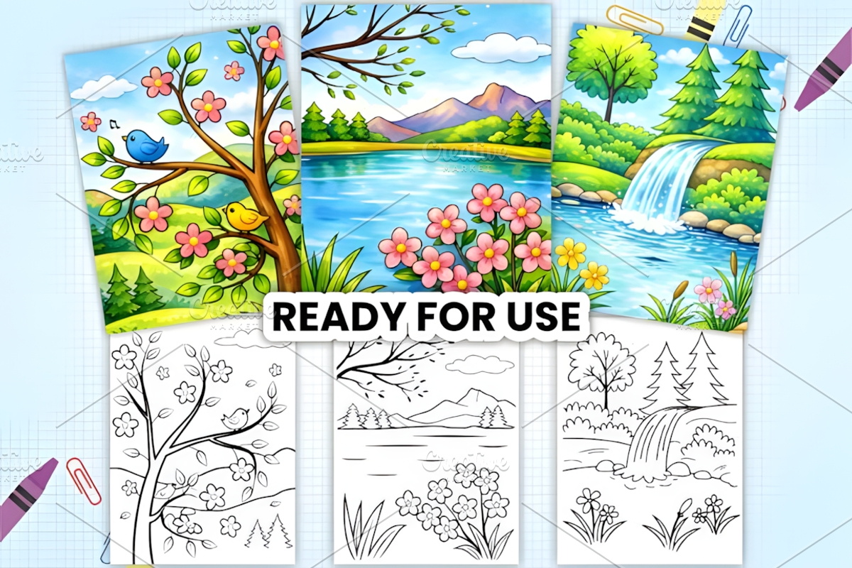 Mindful Nature Coloring Pages, a Decorative Illustration by Ink Gallery (Photo 2 of 3)