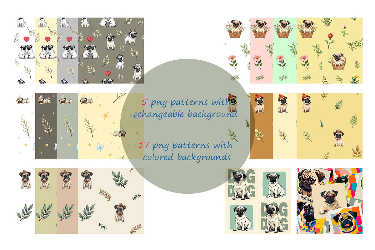 Pugs Clipart Set, an Animal Illustration by AG Mockups (Photo 3 of 6)