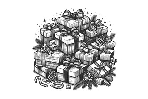 stacked gift boxes with bows, an Illustration by AlexArt