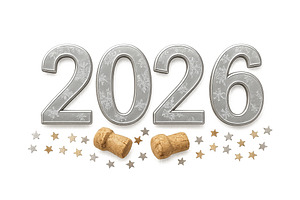 New year 2026 design with champagne, an Illustration by Dvoevnore photos