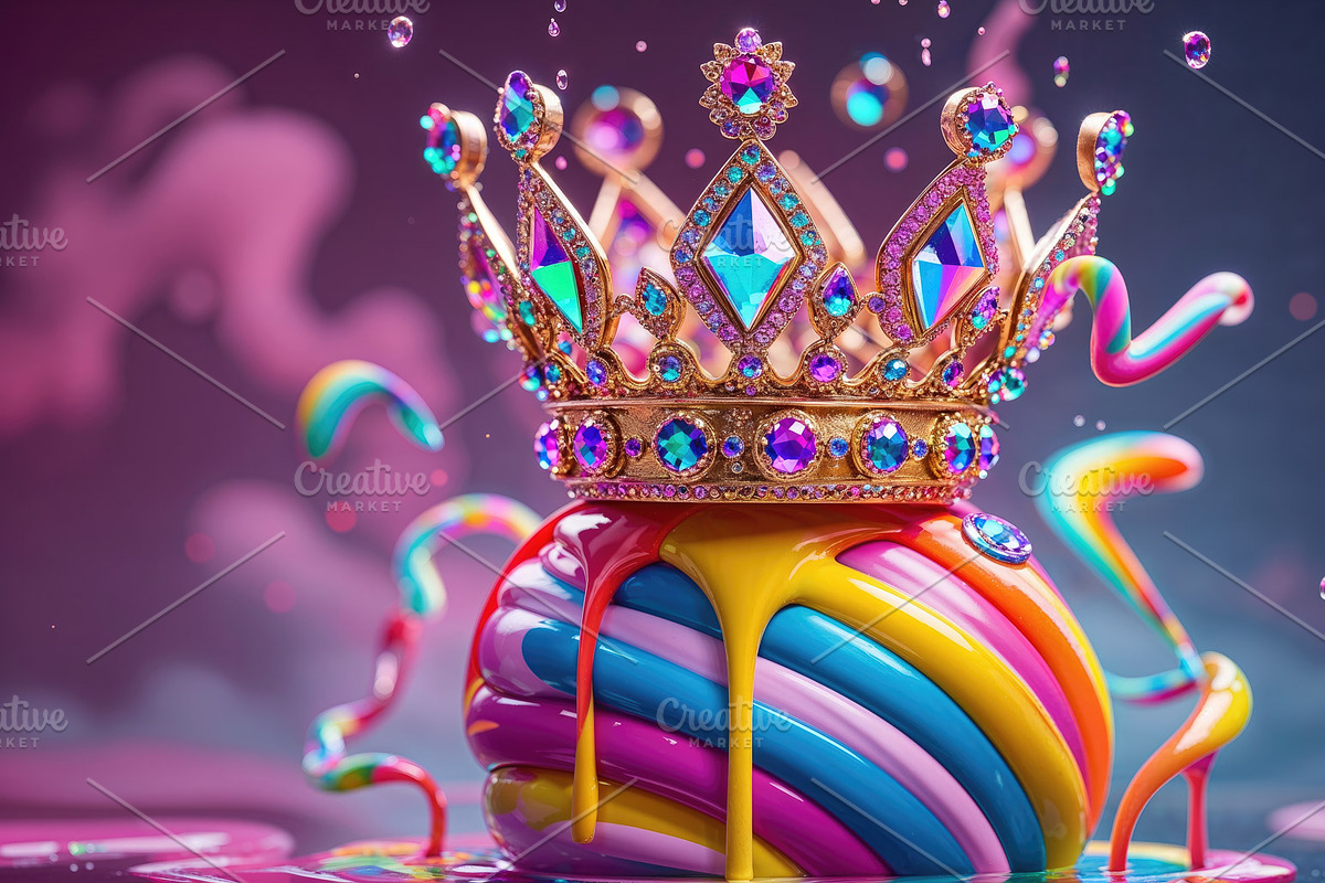 Crown on rainbow swirl, an Illustration by wavebreak