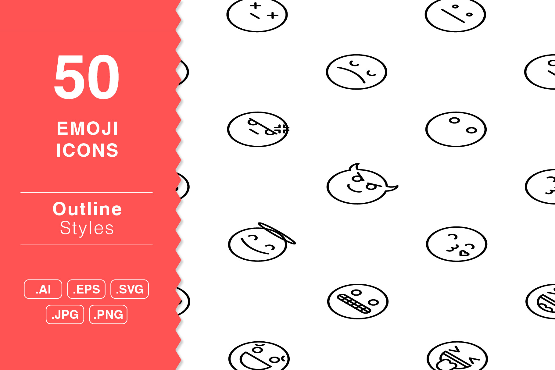 Emoji Outline Icons Pack, an Icon by rexxar studio | Creative Market