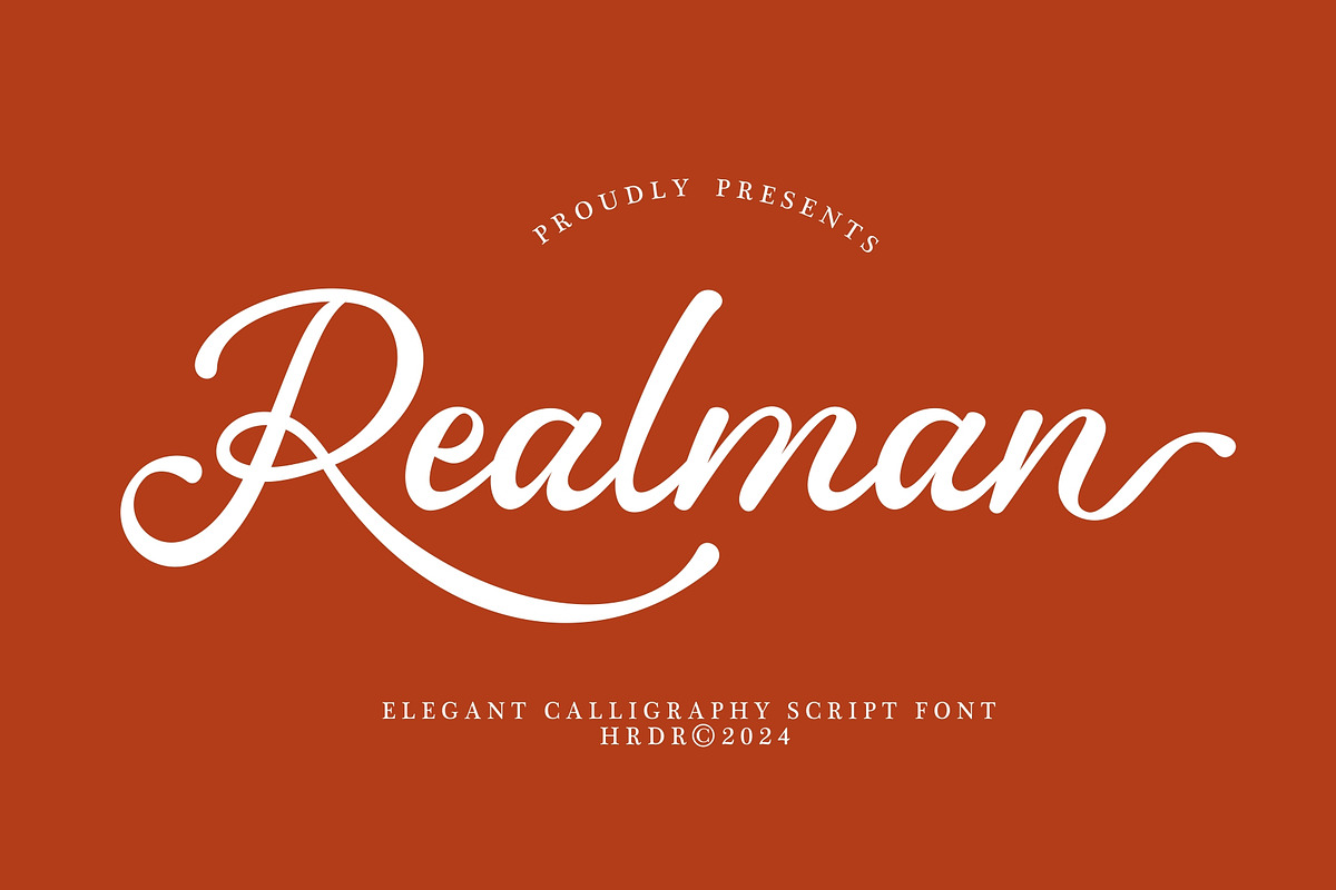 Realman - Elegant Script Font, a Script Font by HRDR (Photo 1 of 9)