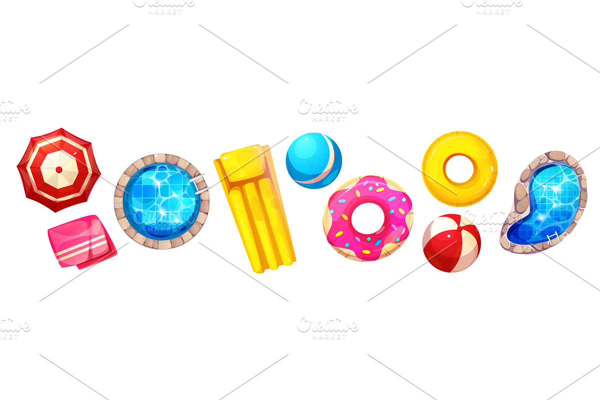 Pool accessories top view, a Sport Illustration by art PVP - market