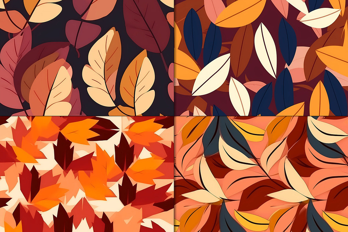 20 Seamless Autumn Leaves Patterns, a Pattern Graphic by Nordic Design (Photo 5 of 9)