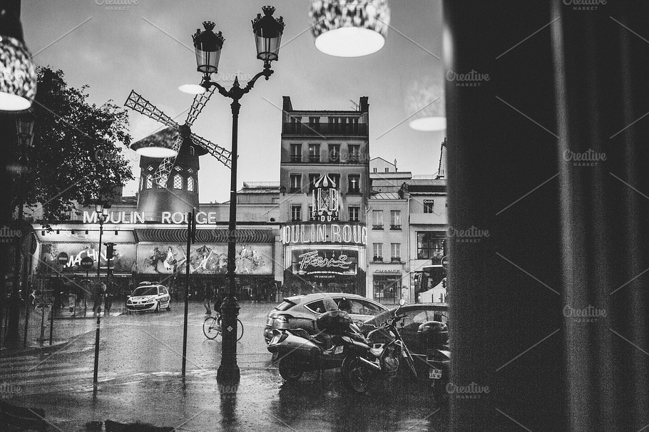 Paris Moulin Rouge Bw Featuring Amous Place France And French Culture