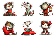 Whimsical Valentine's Cat Clipart, an Illustration by Dream Creation (Thumbnail 2 of 7)
