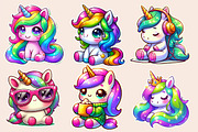 Kawaii Unicorn Stickers Clipart, an Illustration by Designworld (Thumbnail 5 of 7)