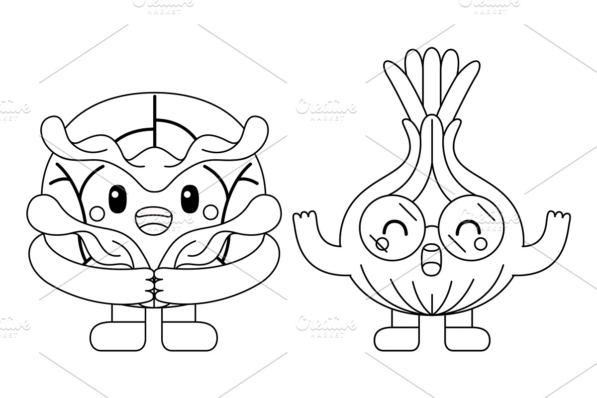 Kawaii Veggies Coloring Book 03, an Education Illustration by MEDZ (Photo 3 of 3)
