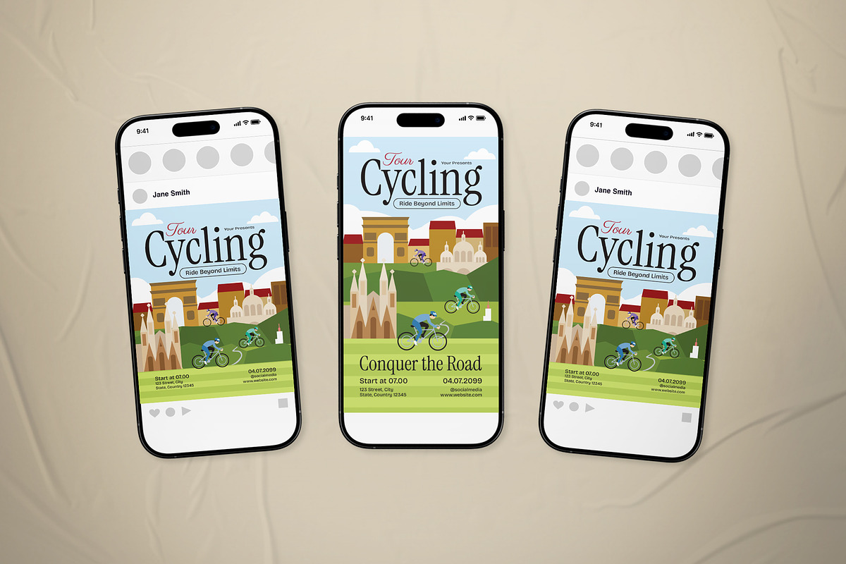 Yellow Tour Cycling Event Flyer Set, a Flyer Template by The Good Store (Photo 2 of 2)