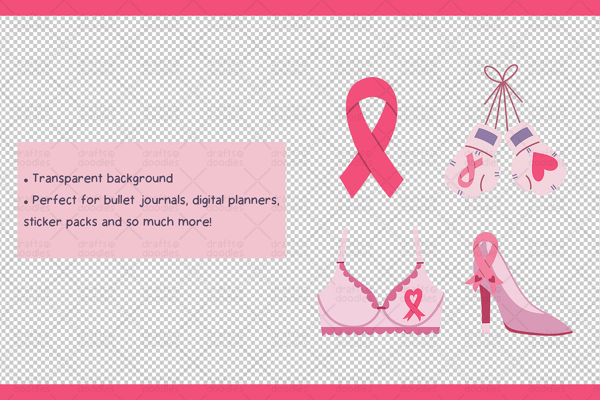 Breast Cancer Awareness Graphic Set, a Pattern Graphic by Drafts n Doodles (Photo 3 of 6)