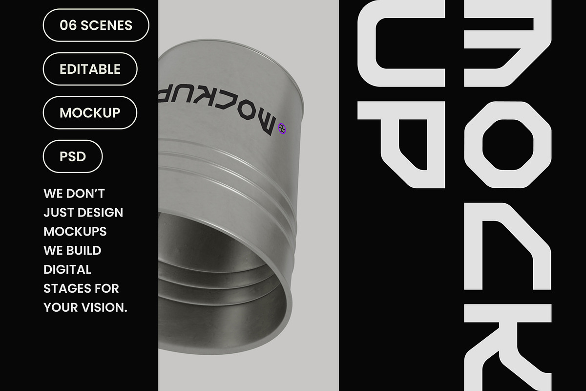 Metal Bucket Mockup, a Household Mockup by hiddemaru (Photo 4 of 4)