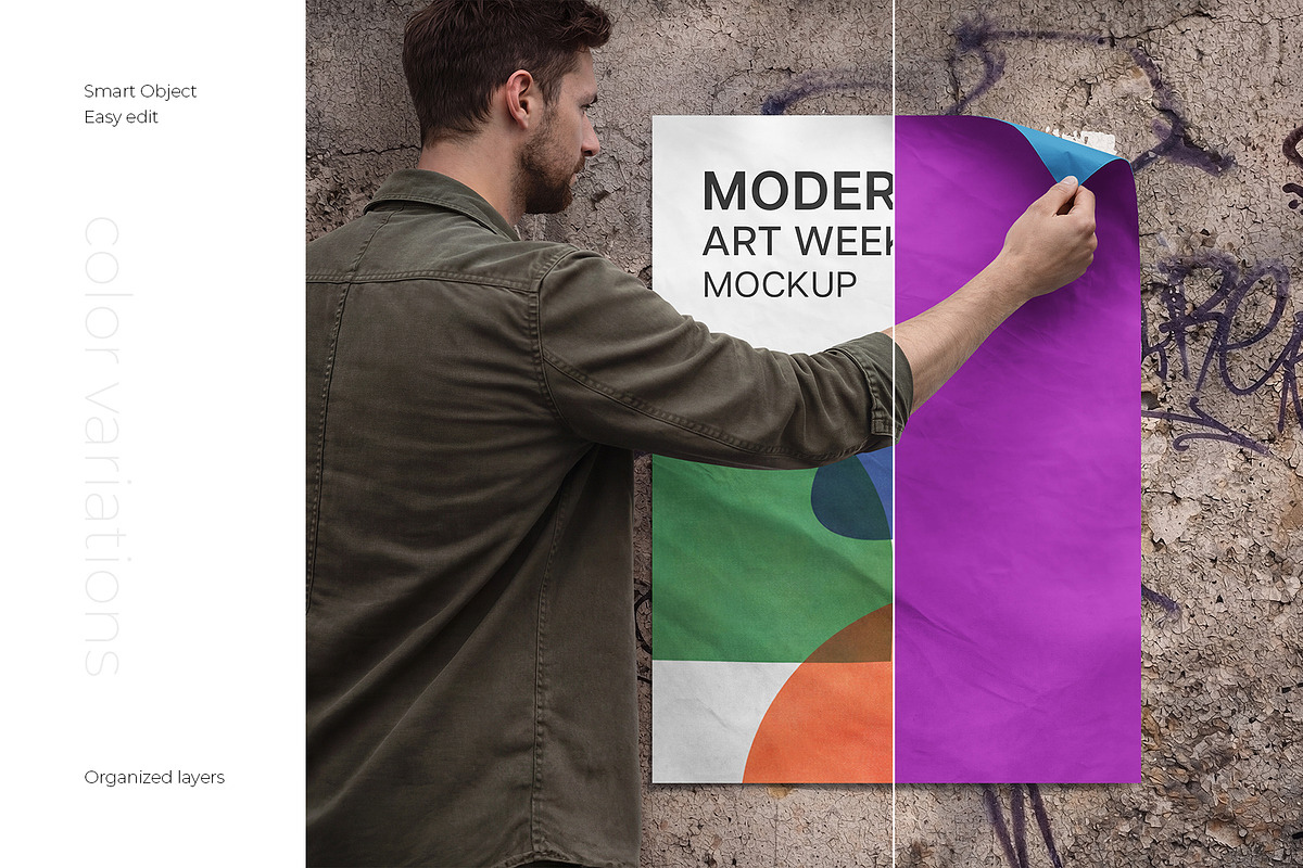 Urban Glued Poster Mockup Set, an Advertising Mockup by Country4k (Photo 3 of 6)