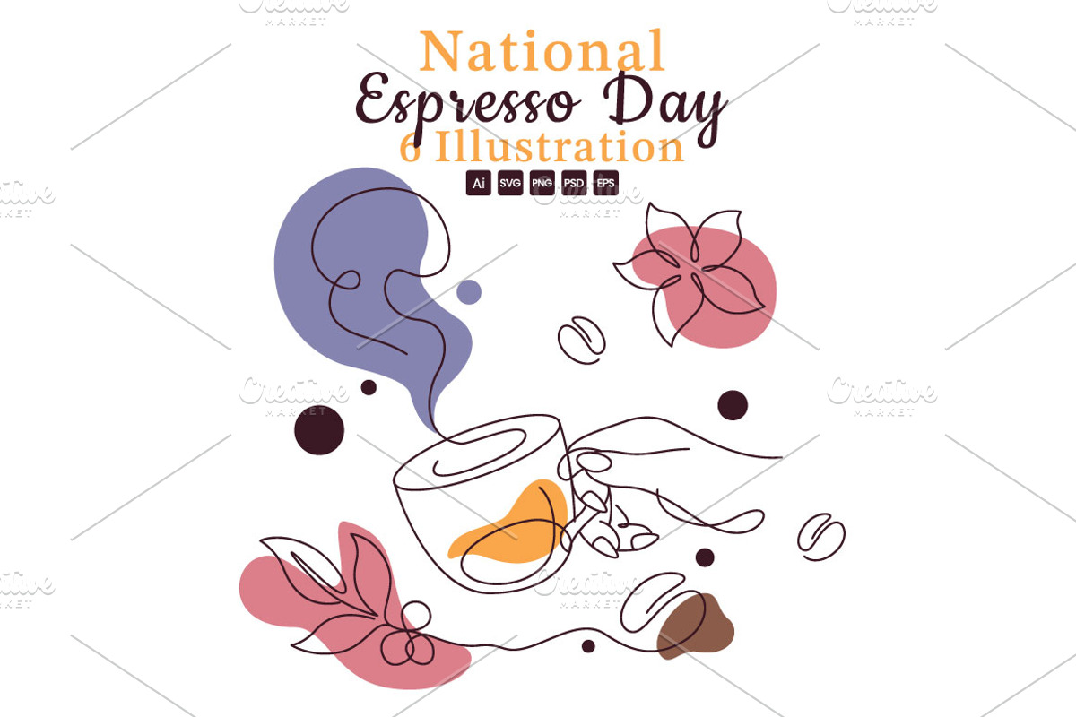 6 National Espresso Day Illustration, a Food Illustration by denayunebgt (Photo 1 of 3)