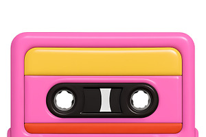 Retro pink cassette tape with a vibr, an Illustration by Dvoevnore photos