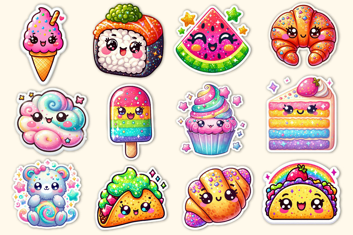 Kawaii Glitter Food Clipart Bundle, an Illustration by Dream Creation (Photo 5 of 6)