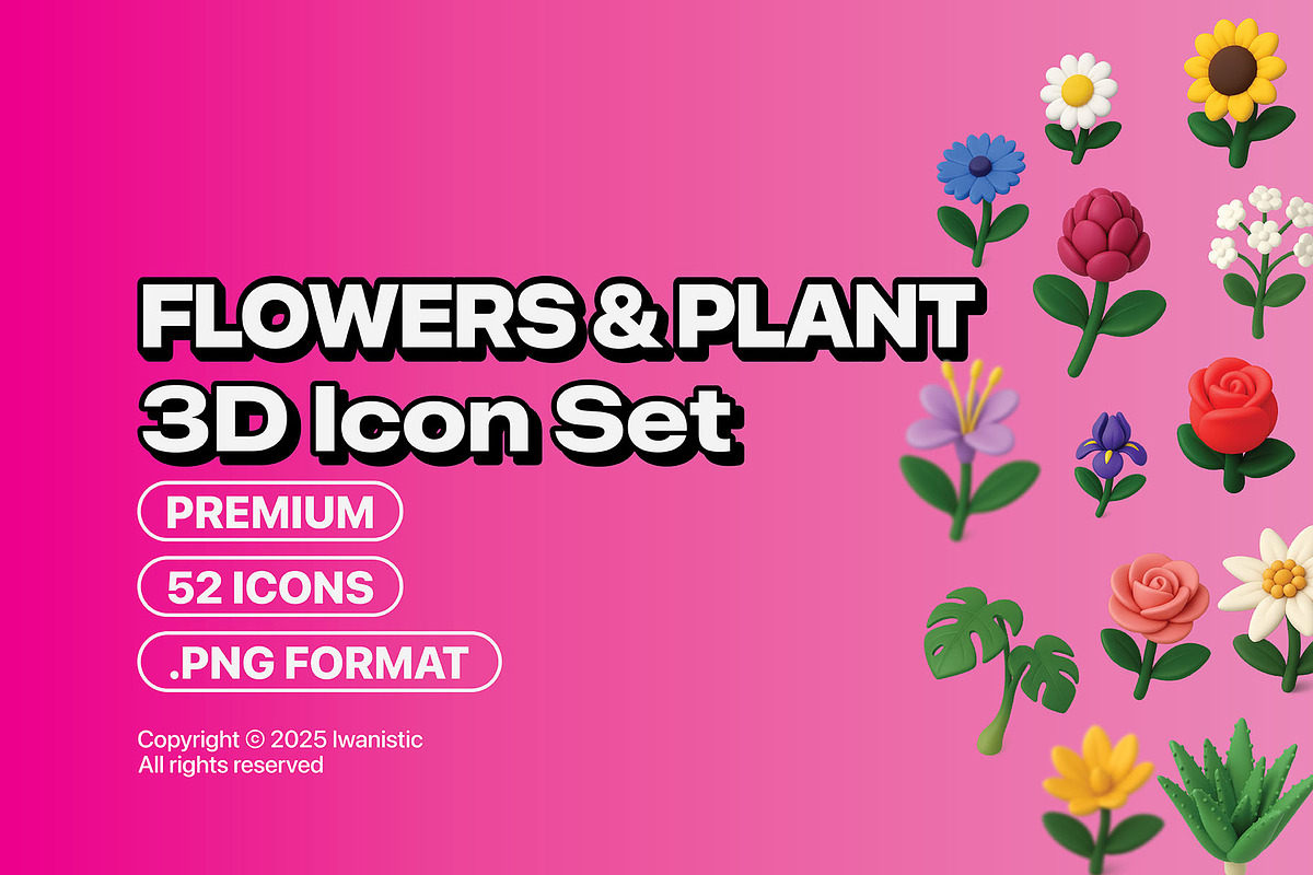 Flowers and Plant 3D Icons set, an Icon by Iwanistic (Photo 1 of 6)
