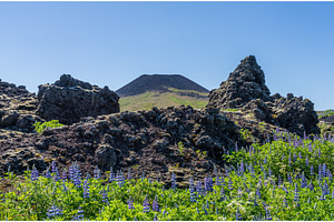 View of Eldfell volcano through lava, a Nature Photo by Backyard Stock