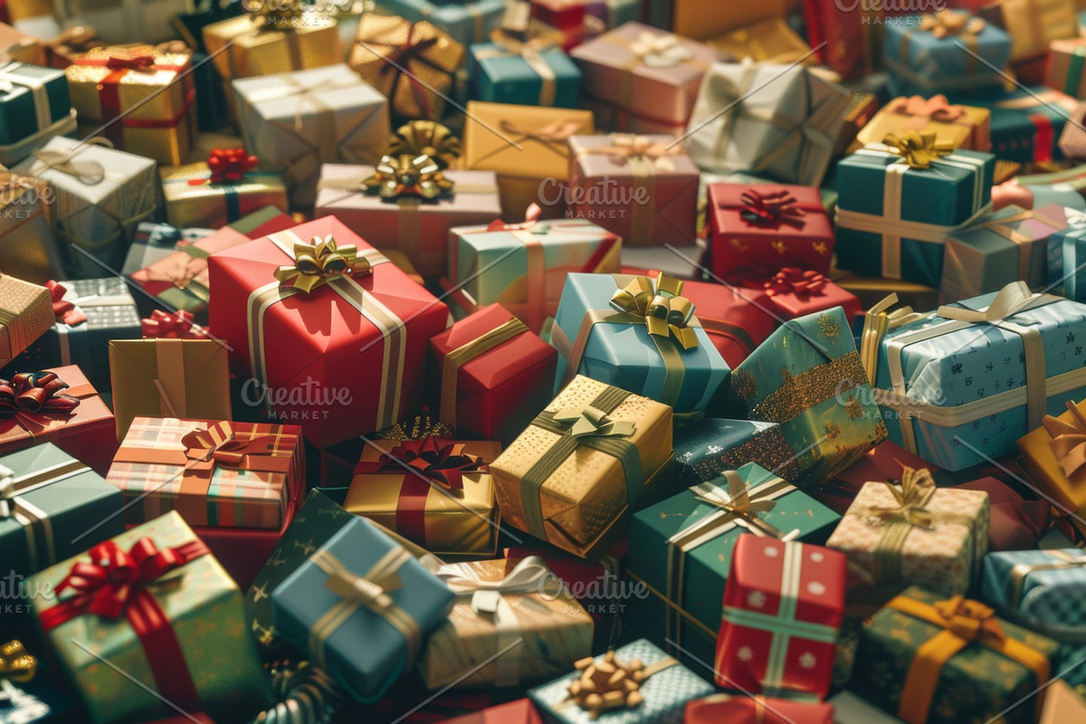 86 Gift boxes with ribbons and bows, a Holiday Photo by Handmadefont (Photo 68 of 90)