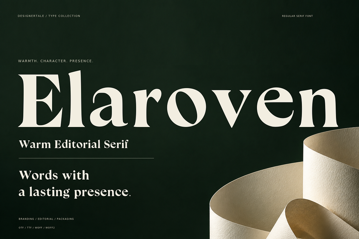 ELAROVEN – Editorial Serif Font, a Serif Font by Designertale (Photo 1 of 12)