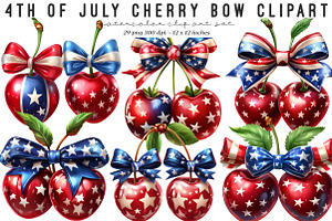 4th Of July Cherry Bow Clipart, an Illustration by SinaCreation