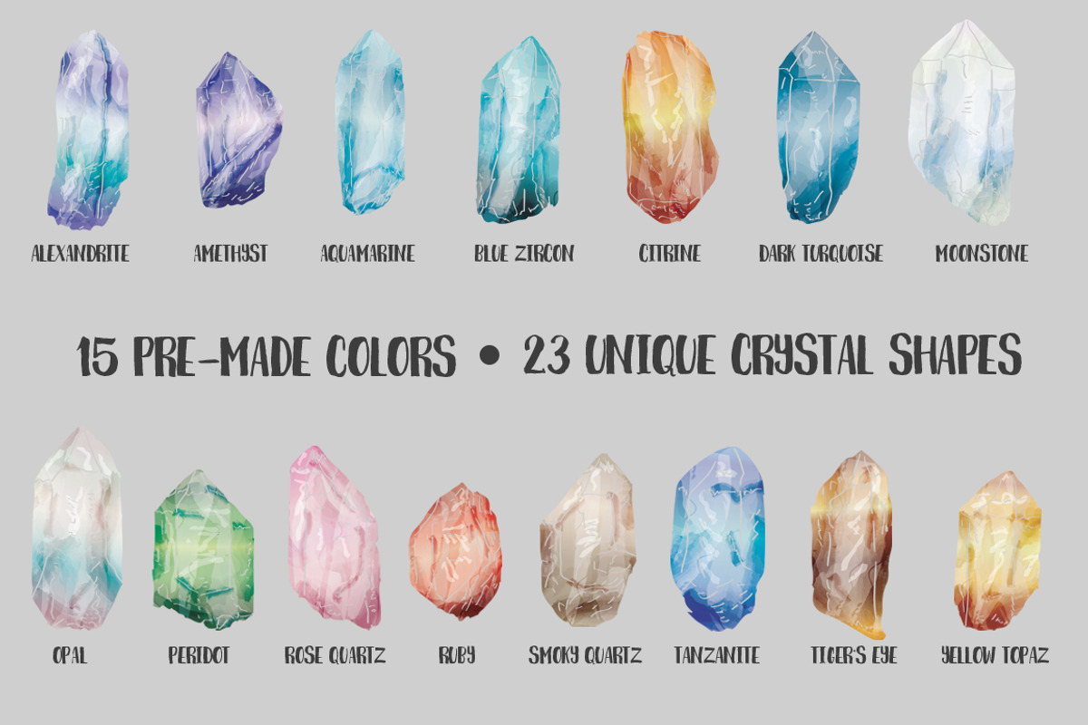 Hand Drawn Watercolor Crystals, an Illustration by Transfuchsian (Photo 2 of 6)