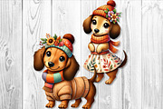 Cute Autumn Dachshund Clipart Set, a Seasonal Illustration by V Design Creator (Thumbnail 4 of 9)