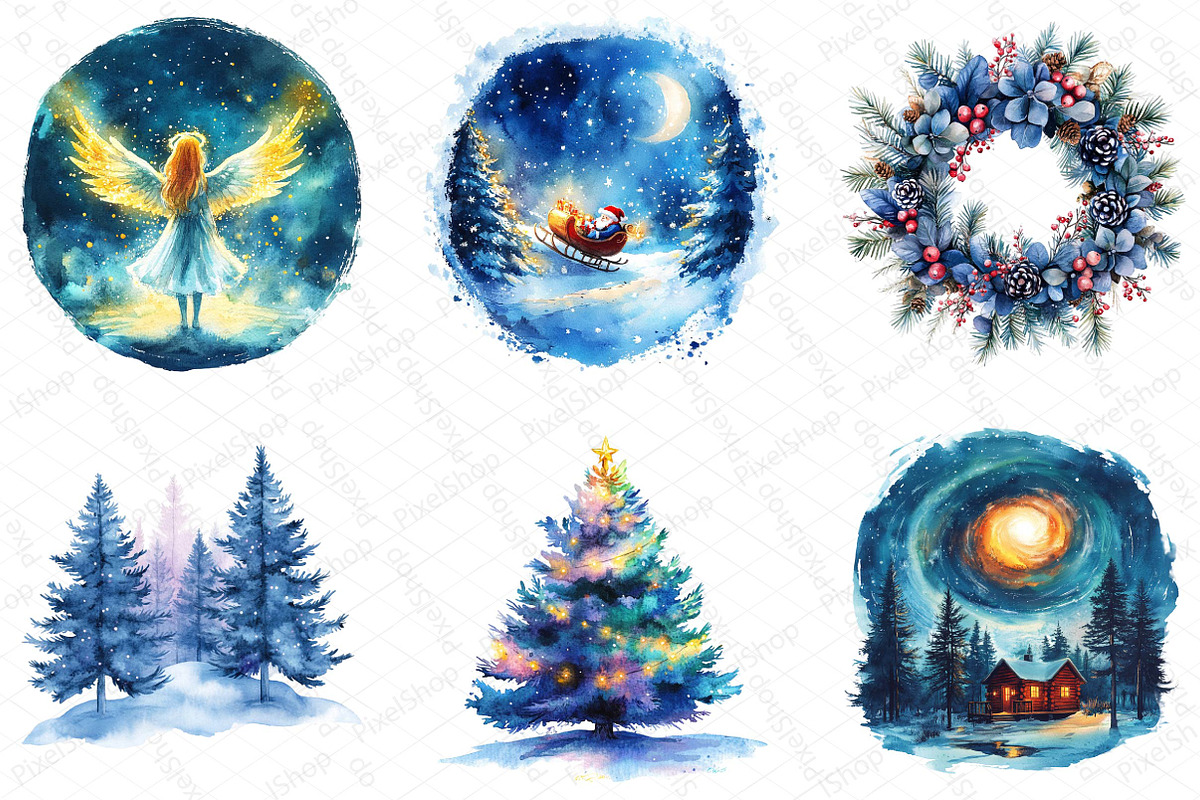 Christmas Polar Lights Clipart Bundl, an Illustration by DreamPrint404 (Photo 2 of 6)