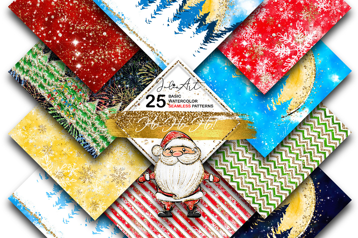 Ho-Ho-Ho christmas seamless patterns, a Pattern Graphic by JuliaStarArt-FantasyHome (Photo 1 of 12)