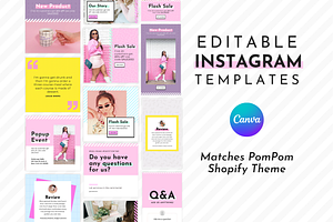 Instagram Template Pink Canva Set