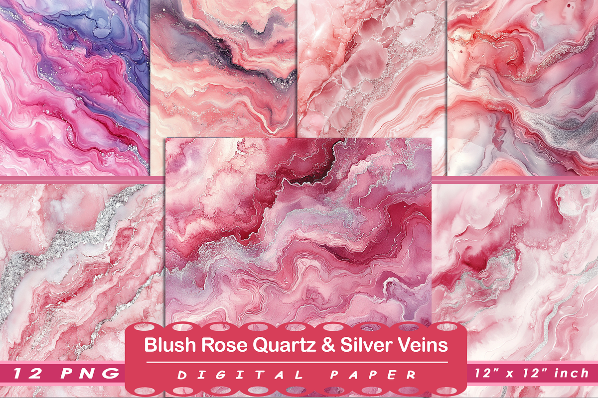 Blush Rose Quartz & Silver Veins, a Pattern Graphic by Printable Treasure (Photo 1 of 6)