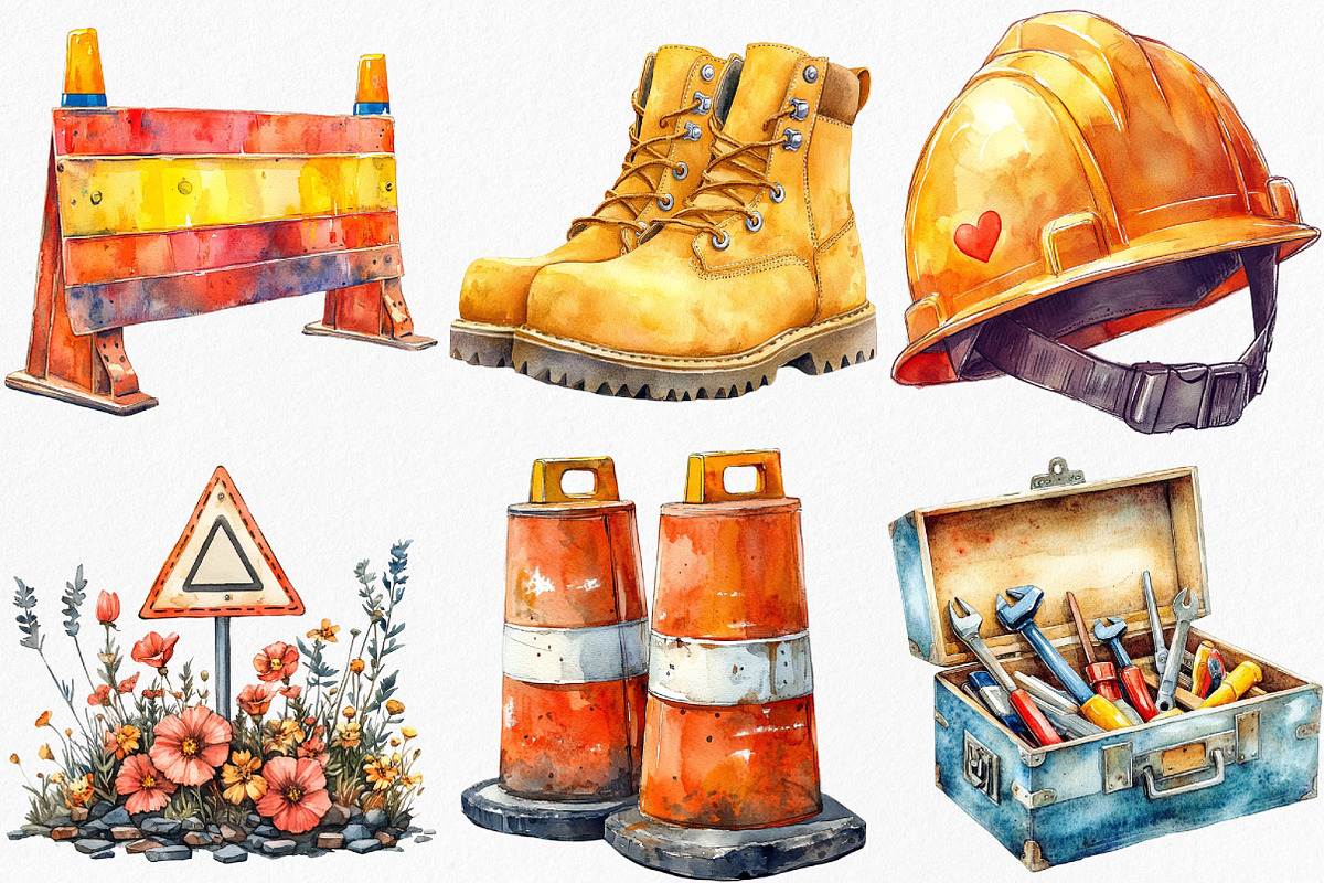 Watercolor Labor Day Construction, an Illustration by Canvas Craft (Photo 2 of 7)
