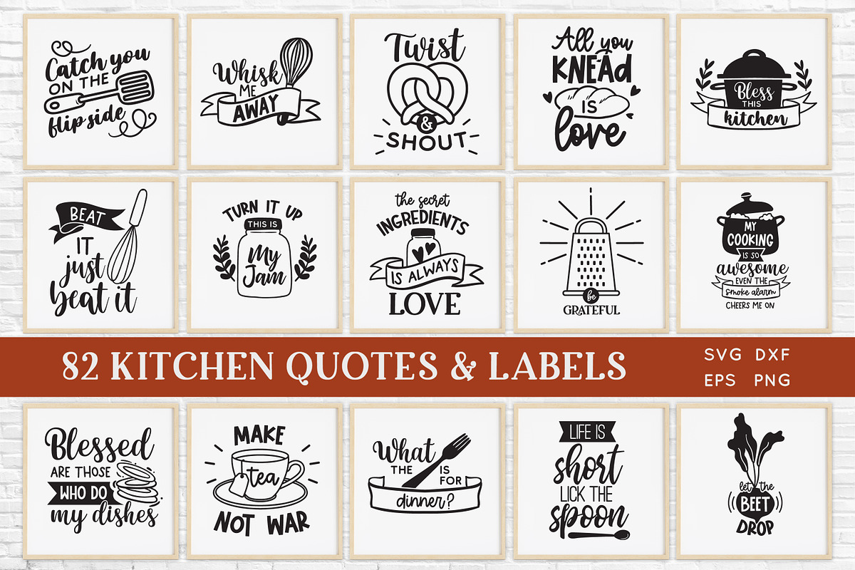 82 Kitchen Quotes and Labels, an Object Graphic by Peachycottoncandy (Photo 1 of 7)
