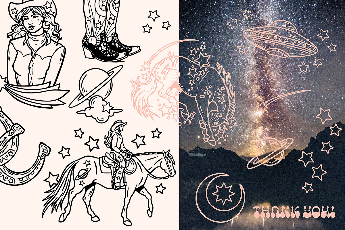 Cosmic Cowgirl – Illustrations, an Illustration by Pony Gold Studio (Photo 6 of 6)