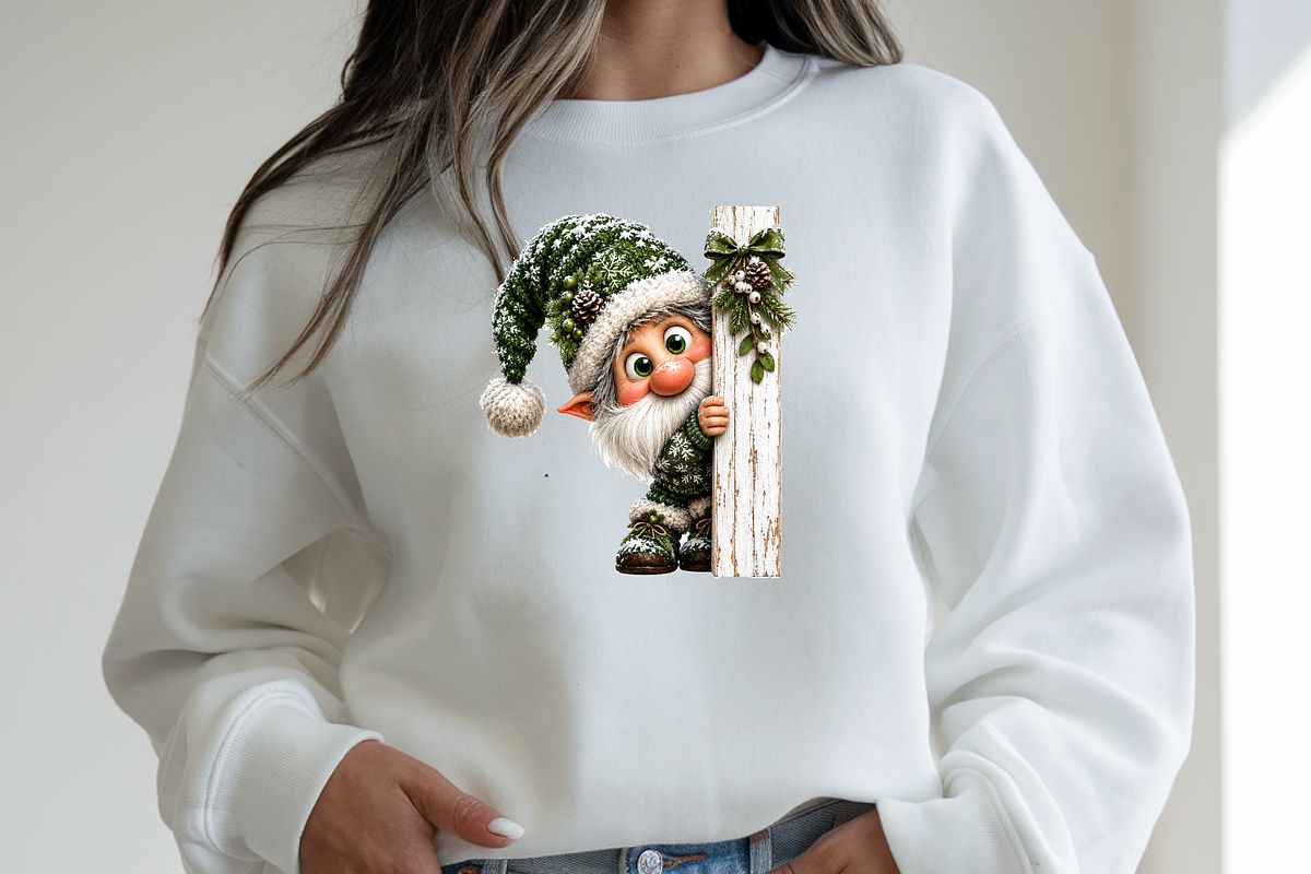Snowy Gnome Peeking Around a Post, a Seasonal Illustration by Printable Design Store (Photo 3 of 3)