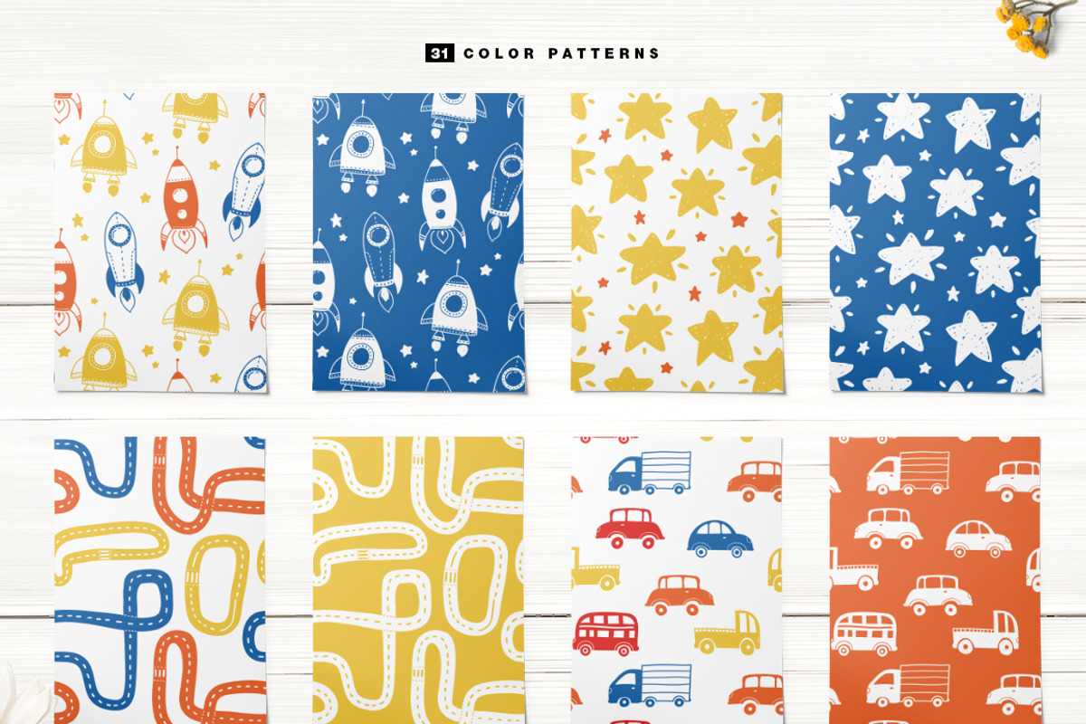 51 kids patterns, for boys & girls!, a Pattern Graphic by Inna Moreva (Photo 3 of 9)