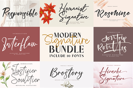 Modern Signature Bundle, a Script Font by Wildan Type