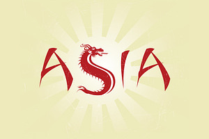 Asia dragon typography