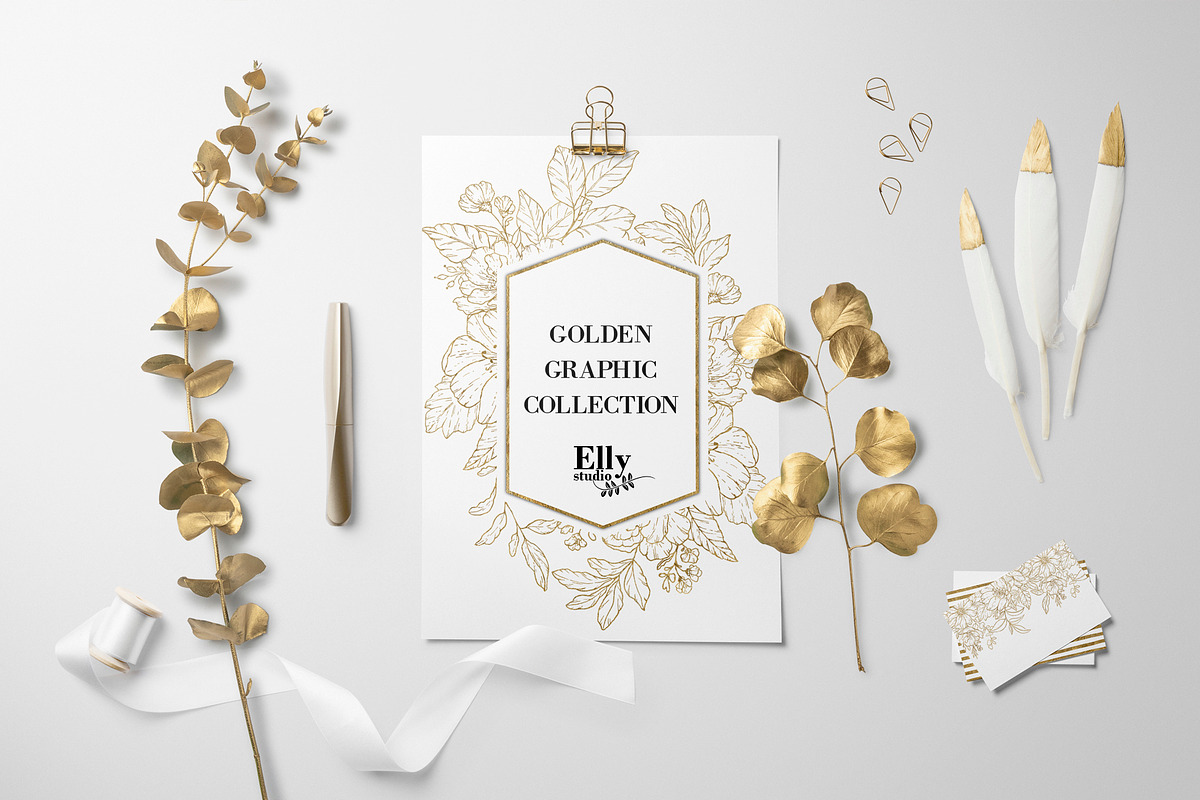 Gold Floral Graphic Collection, an Illustration by Elly Studio (Photo 4 of 14)