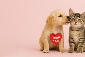 Pawlentine Day concept with puppy an, a Photo by Dvoevnore photos