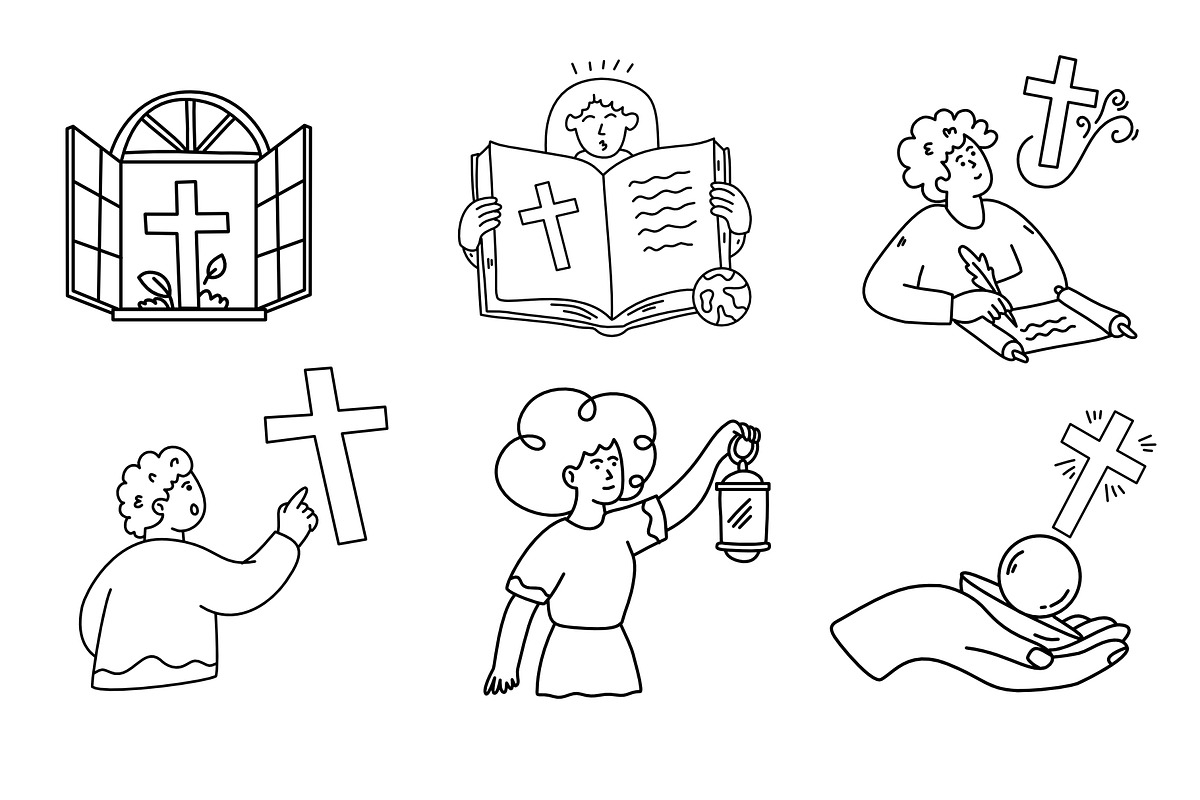 ascension day hand drawn set, a Person Illustration by foxndeer (Photo 2 of 4)