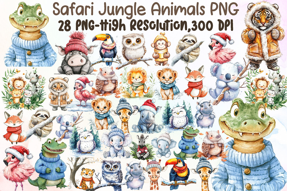 Safari Animals Clipart Jungle Animal, an Illustration by Sublimation Artist (Photo 1 of 6)