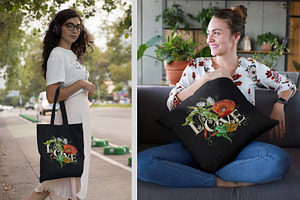 Embroidery Poppies. Slogan Love