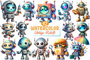 Cute Vintage Robots Clipart, a Graphic by designcity5 (Thumbnail 1 of 5)