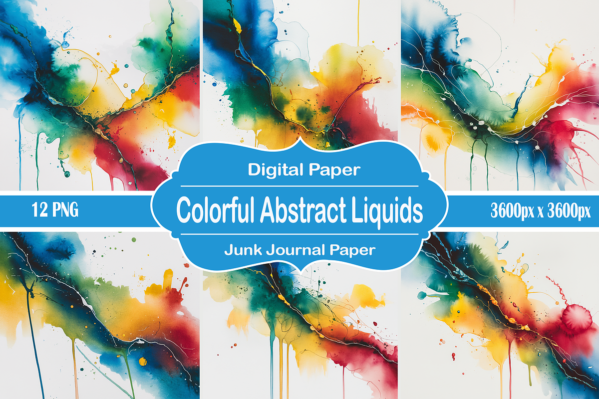 Colorful Abstract Liquids, a Pattern Graphic by Printable Treasure (Photo 1 of 2)